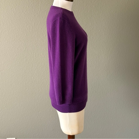 Talbots Audrey 100% Cashmere Sweater Dark Plum Purple Heather Pullover Sz Large - Picture 5 of 8